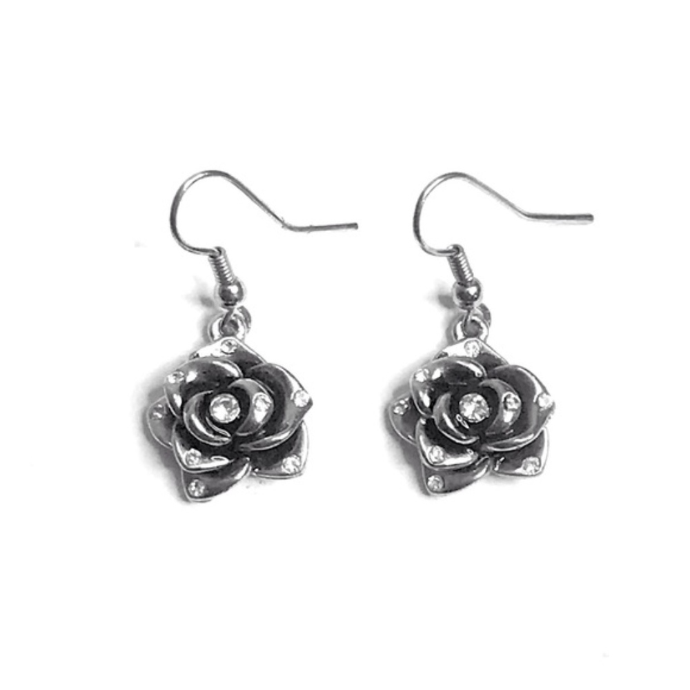 Rose & crystal earrings - Picture 1 of 7